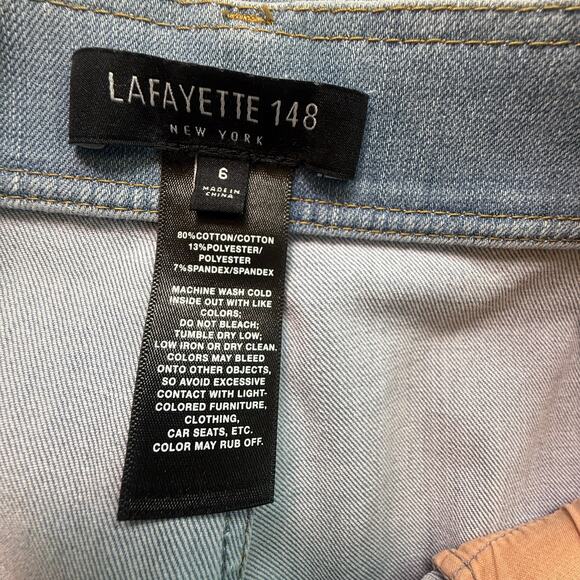 Lafayette 148 NY Clarke Blue Ombre Wide Leg High Rise Jeans Size 6 - Picture 3 of 14